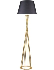 Resim Retro Lambader Köşe Lambası Mat Gold Siyah Başlık 45cm Başlık 