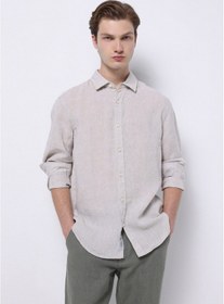 Resim Colin's Colins Regular Fit Shirt Neck Düz Erkek Bej Uzun Kol Gömlek Cl1074493 Q1.v1 Beı Bej 