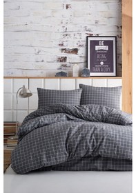 Resim Enlora Home Kolay Ütülenir Nevresim Takımı Çift Kişilik Mini Kare Antrasit 