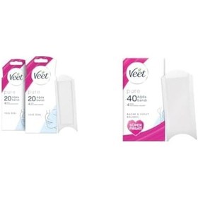 Resim Veet Pure Hipoalerjenik Yüz Ağda Bandı 2 X 20 Adet & Veet Pure Ağda Bandı Hassas Ciltler İçin Bacak Ve Vücut Bölgesi 40'lı 