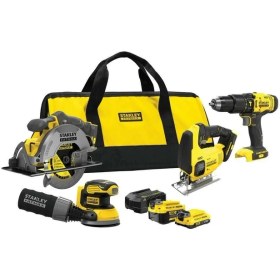 Resim Stanley SFMCK412MDS-QW 18V 4'lü Makine Seti (Akülü Matkap Daire Testere Dekupaj Testere Ekzantrik Zımpara) 
