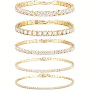 Resim Kadınlar İçin Şık Minimalist Tenis Bilekliği - Altın Tonlu Zincirli Güvenli Tokalı, Günlük ve Parti Takısı, Sevgililer Günü, Yıl Dönümü, Doğum Günü Hediyesi - Tüm Yıllar Boyunca Lüks Aksesuar, Sentetik Zirkon Taşlı Parıltılı, Yüksek Kalite Bitiş, Moda Tutkunları İçin Şık Aksesuar 