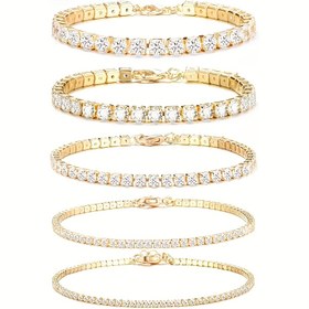 Resim Kadınlar İçin Şık Minimalist Tenis Bilekliği - Altın Tonlu Zincirli Güvenli Tokalı, Günlük ve Parti Takısı, Sevgililer Günü, Yıl Dönümü, Doğum Günü Hediyesi - Tüm Yıllar Boyunca Lüks Aksesuar, Sentetik Zirkon Taşlı Parıltılı, Yüksek Kalite Bitiş, Moda Tutkunları İçin Şık Aksesuar 