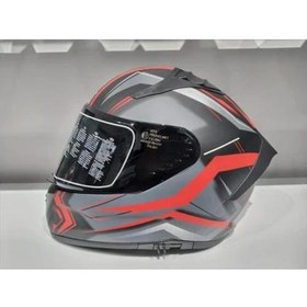 Resim MTS Kask Mts Pro 801 Twılgh Güneş Gözlüklü Mat Gri/kırmızı 