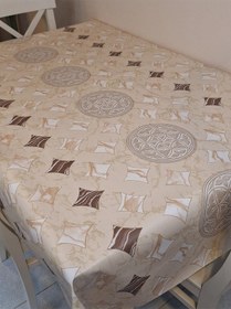 Resim Elyaflı Pvc Muşamba - Desenli Silinebilir Masa Örtüsü Kahverengi 