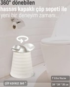 Resim Jet's Home Çöp Kovası 7 Litre Hassas Kapaklı Motek 360 Dönen Kapaklı Çöp Kutusu Beyaz 