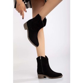 Resim Analin Shoes Kadın Kovboy Bot - Siyah Süet 