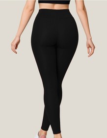 Resim Alya Underwear Toparlayıcı Yüksek Bel Kadın Günlük Spor Parlak Tayt SiYAH 