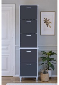Resim Eliusta Store Ayaklı Antrasit Ayakkabılık 52 Cm Kapı Önü/giyim Odası/antre Uyumlu Ayakkabılık 52x205x26 Cm Antrasit 