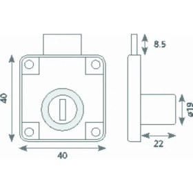 Resim Canex Kare Çekmece Kilidi Plastik Gövde Eko - 22 mm 