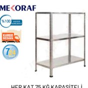Resim Mekoraf Beyaz Renk 3 Katlı 31X93 100Cm Yükseklik Raf Sistemi 