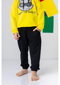 Resim Zeyland Unisex Çocuk Lastikli Düz Jogger Eşofman Altı-sıyah Siyah 