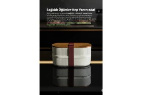 Resim Bambu Kapaklı Lunch Box Kahvaltılık Saklama Kabı Large Bölmeli 