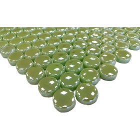 Resim MozaiKristaL Mutfak Tezgah Arası, Banyo, Havuz, Sauna, Spa ve Yaşam Alanlarının Tüm Yüzeyleri Için Ø22 mm Mint Yeşili, 31,5x31,5 cm Fileli Cam Mozaik. ( 5 File Karo = 0,5 M2 Fiyatıdır ) 