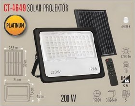 Resim CATA 200 W Led Projektör CT-4649 Beyaz Işık, Kumandalı, CT-4649B 