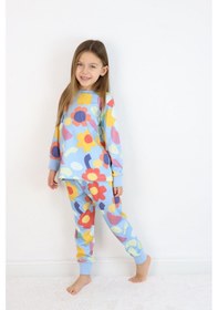 Resim Kız Pijama Takımı Mavi 