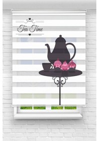 Resim Perdecizade Enxboy Tea Time Dijital Baskılı Zebra Perde-cocuk Odası-stor Perde Renkli 