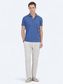 Resim Lacivert Polo Yaka Pamuk Karışımlı T-Shirt 