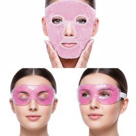 Resim Terapi Jel Boncuklu Yüz Ve Göz Maskesi Seti Pembe Sıcak Ve Soğuk Kullanım 