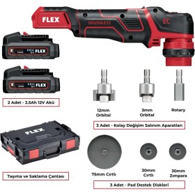 Resim Flex Pxe 80 12V-EC Set Rotary/orbital Akülü Nano Polisaj Makinesi Seti | Mini Şarjlı Pasta Cila 