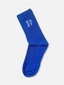 Resim Eazy Co Unisex Pamuklu Saks Mavi Dikişsiz Havlu Tenis Spor Çorap 