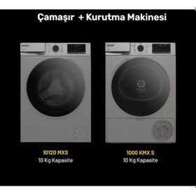 Resim Arçelik 10120 MXS 10 KG Çamaşır Makinesi - 1000 KMX S 10 KG Kurutma Makinesi Seti 2'li Gri 