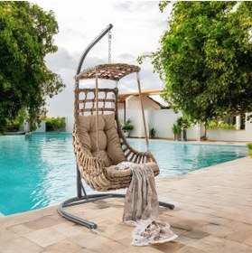 Resim Capri Swing Alaçatı Tekli Rattan Bahçe Salıncağı | Balkon Salıncağı 