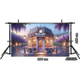 Resim Venspor Lavanta Çiçekli Kitapçı Arkaplan, 200x150cm, Fon, Duvar Örtüsü 