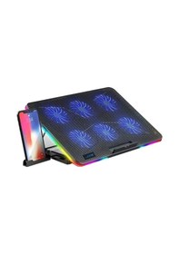 Resim Oyuncu RGB Ledli Notebook Soğutucu Stand 6 Fanlı Yükseklik Ayarlı 