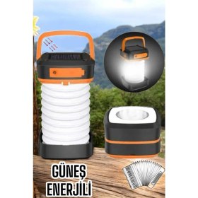 Resim Zero Land Resveq Güneş Enerjili LED Lamba Kamp Lambası Katlanabilir Lamba USB Şarjlı 