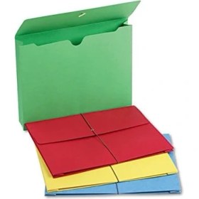 Resim Ohbe Express Kapaklı ve Kordonlu Renkli Bölmeli Klasör, 5,1 cm Uzatma, Mektup Boyutu, Farklı Renkler, Kutu Başına 50 Adet (77251) 