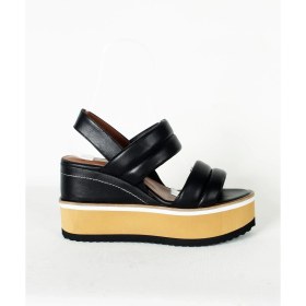 Resim Elisse Shoes Dolgu Topuklu Deri Sandalet 