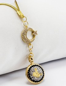 Resim biuti Parlak Taşlı Ay Yıldızlı Osmanlı Tuğrası Figürlü Araba Dikiz Ayna Süsü 