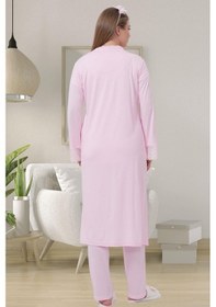 Resim Mecit Pijama Mecit 1541 Pembe Uzun Sabahlıklı Lohusa Pijama Takımı 