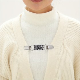 Resim Retro Hollow Flower Collar Clip Şık Kadın Kazak Klipsi Zarif Şal İpek Şal Sabit Toka 