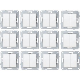 Resim Netelsan Byobu 12 ADET Beyaz İkili Anahtar Komütatör Çerçevesiz 