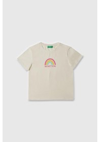 Resim United Colors Of Benetton Kız Çocuk T Shirt Beyaz Bnt-g21814-1375 Beyaz 