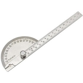 Resim Springsun Stahl Açı Ölçer 0-180 Ayarlanabilir Yarıçember Dilim Ölçüm Aleti 14cm Kompakt Profesyonel Ve Dıy Kullanıma Uygun 