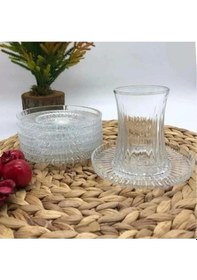 Resim Elysia Çay Bardağı Çay Takımı Seti 12 Parça Çay Tabak Elysia Şeffaf 