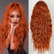 Resim 71.12cm Uzun Kıvırcık Dalgalı Sentetik Peruk - Canlı Turuncu & Siyah Gül File Şapka, Yoğunluk, Cadılar Bayramı & Cosplay için Mükemmel, Kadın Moda Aksesuarı, Cadılar Bayramı Peruk | Canlı Saç Parçası | Gül File Şapka Peruk 