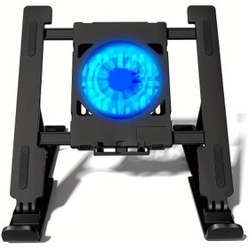 Resim Yeni Ayarlanabilir Laptop Soğutma Standı, Tablet ve Notebook Isı Dağıtımı Rafı Yükseklik Ayarı ile Katlanabilir Tasarım, Yüksek Rüzgar Gücü ve Düşük Gürültü, Ev veya Ofiste Çeşitli Senaryolar için Uygun Taşınabilir Ekran Tutucu 
