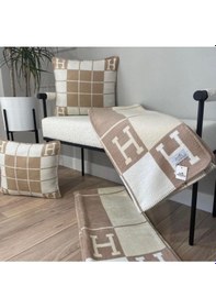 Resim H Desen Battaniye Krem Bej - Krem 