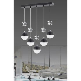 Resim Istanbul Avize Kelebek 5'li Yemek Masası Siyah Modern Ledli Avize 