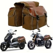 Resim Büyük Kapasiteli Kanvas Sırt Çantası Motosiklet ve Bisikletler için - Dayanıklı Kumaş Malzeme, Ayarlanabilir Askı, Harley Yan Kiti için İdeal - for Honda, for Suzuki, Kawasaki için Uygun, Bisiklet Depolama Çantası | Çok Yönlü Depolama | Güvenli Kapatma Çantası, Motosiklet Aksesuarı 