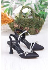 Resim Fort 35317 Taşlı Fiyonlu Biye Taşlı Topuklu Abiye Ayakkabı Kadın Ayakkabı Siyah 