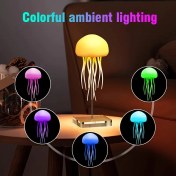 Resim 1 adet Modern Jellyfish Lambası, RGB Gradyan, Şarj Edilebilir, Parlatı Plastik, Dokunmatik Sensör, Ses Kontrolü, Dans Eden Bacaklar, Lityum Pil 300mAh, Pil Gücü, Şarj Edilebilir, Parlatı Akrilik Taban, Çeşitli Oda Türleri, Ev Dekoru 