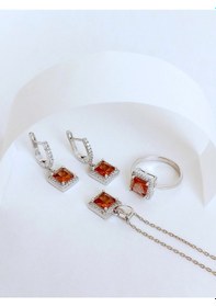 Resim Gümüş Zultanit Sultan Taşlı Tasarım Kolye Küpe Yüzük Kadın Set 14 