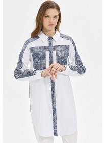 Resim Esswaap Jakar Denim Kombinli Koton Tunik Laci Lacivert 