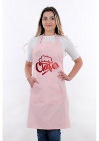 Resim Unisex Master Chef Kanguru Model Mutfak Önlüğü Pembe 