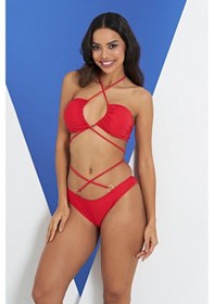 Resim Ruko Maio 2315-1 Kırmızı Çapraz İp Modelli Boyundan Bağlamalı Bikini 001 